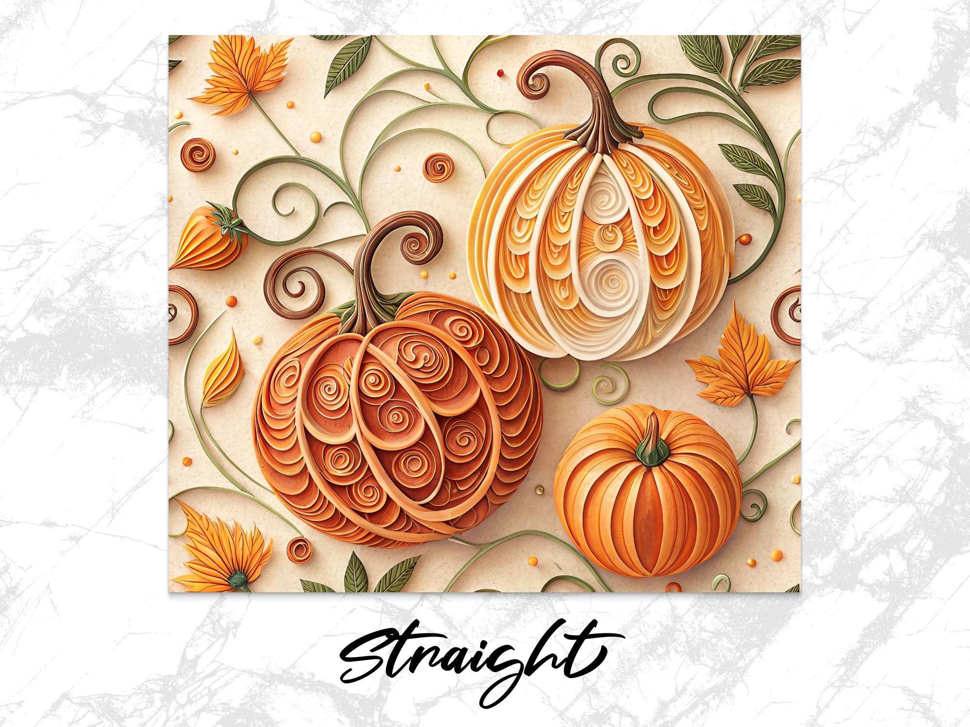Fall Pumpkins Tumbler Wrap: Autumn Leaves 20oz Skinny Tumbler PNG (Digital Download)