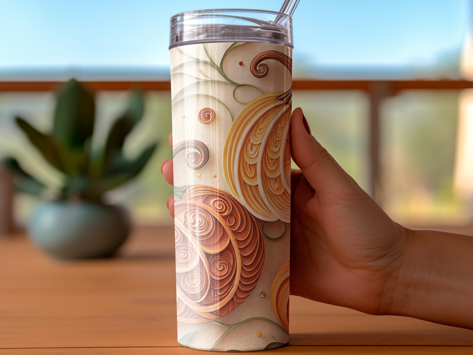 Fall Pumpkins Tumbler Wrap: Autumn Leaves 20oz Skinny Tumbler PNG (Digital Download)