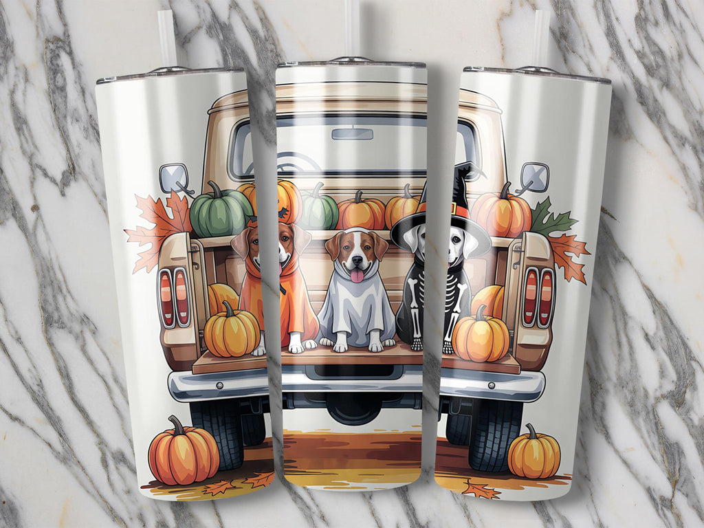 Halloween Dogs Truck Tumbler Wrap: Spooky Season PNG (Digital Download 20oz Tumbler Design)