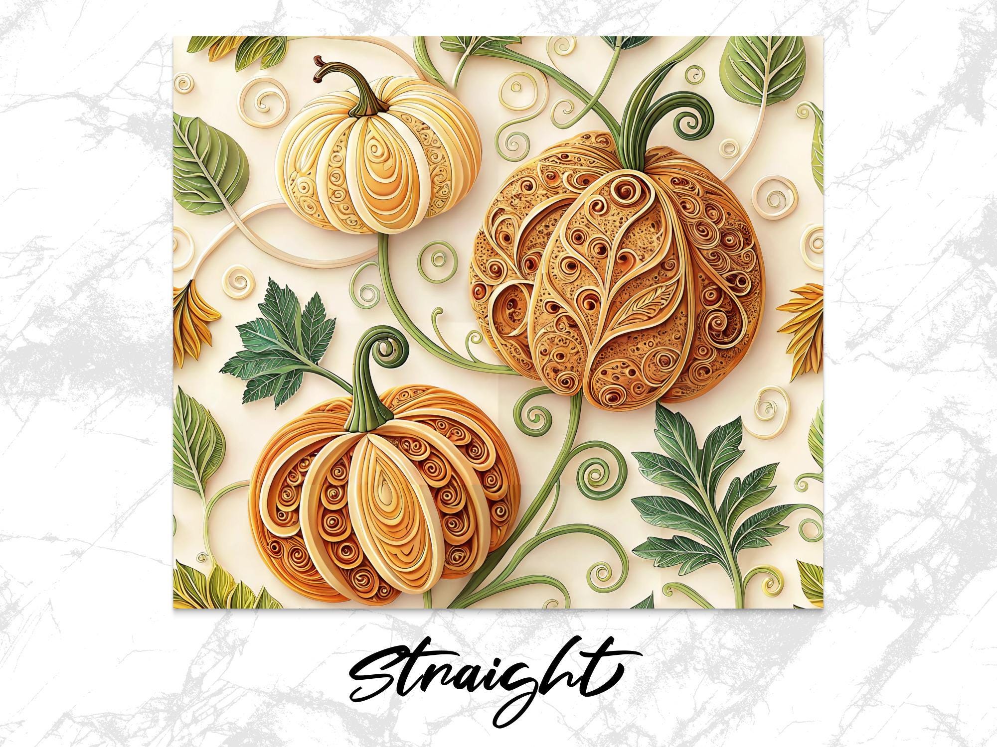 Autumn Pumpkin Tumbler Wrap: Fall Leaves Sublimation Design (PNG Digital Download 20oz Tumbler)