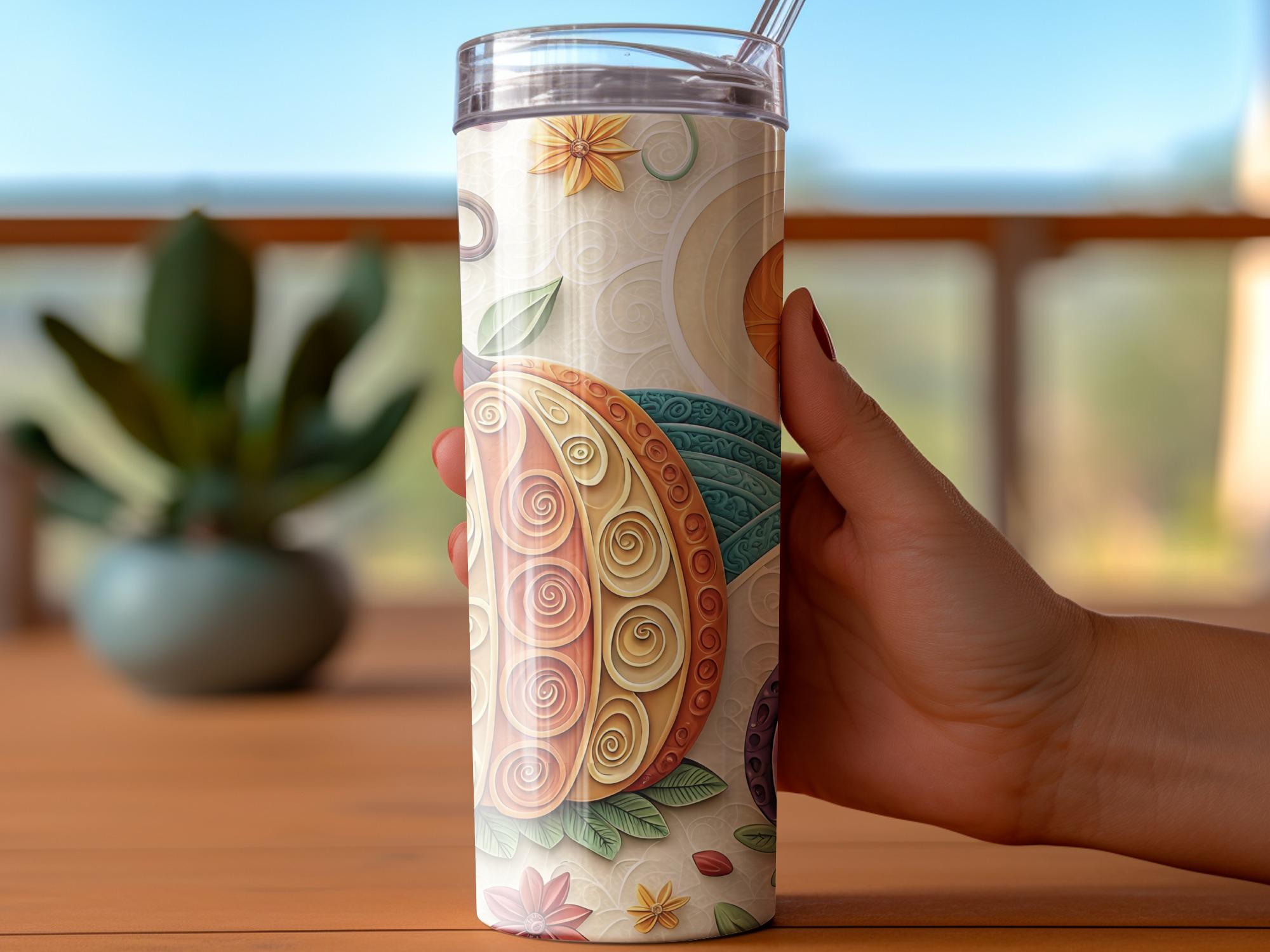 Pumpkin Patch Tumbler Wrap: Fall Floral Design (20oz Skinny Tumbler PNG Digital Download