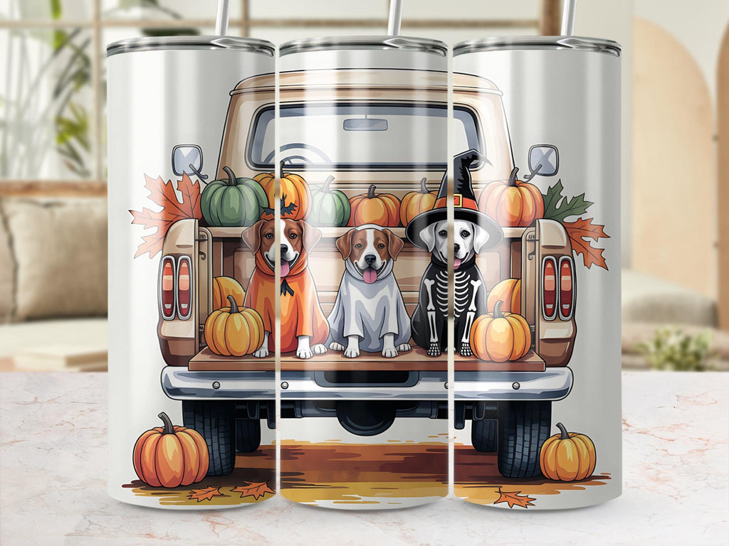 Halloween Dogs Truck Tumbler Wrap: Spooky Season PNG (Digital Download 20oz Tumbler Design)