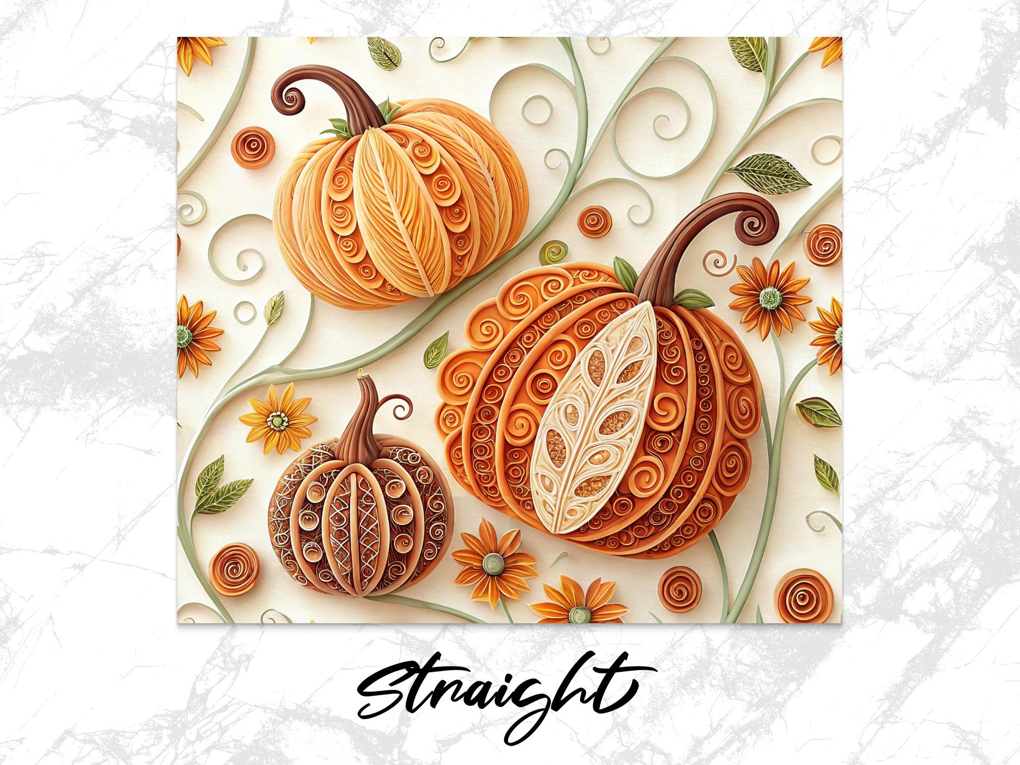 Fall Floral Pumpkin Tumbler Wrap PNG: Autumn Sublimation Design (Digital Download