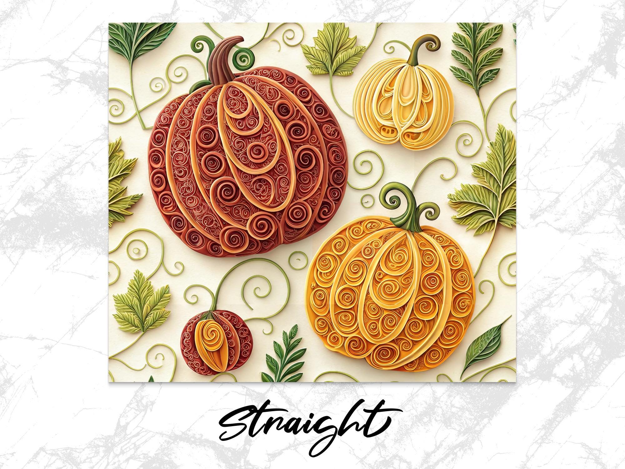 Quilled Pumpkins Tumbler Wrap: Fall Autumn Design (PNG Digital Download 20oz Tumbler