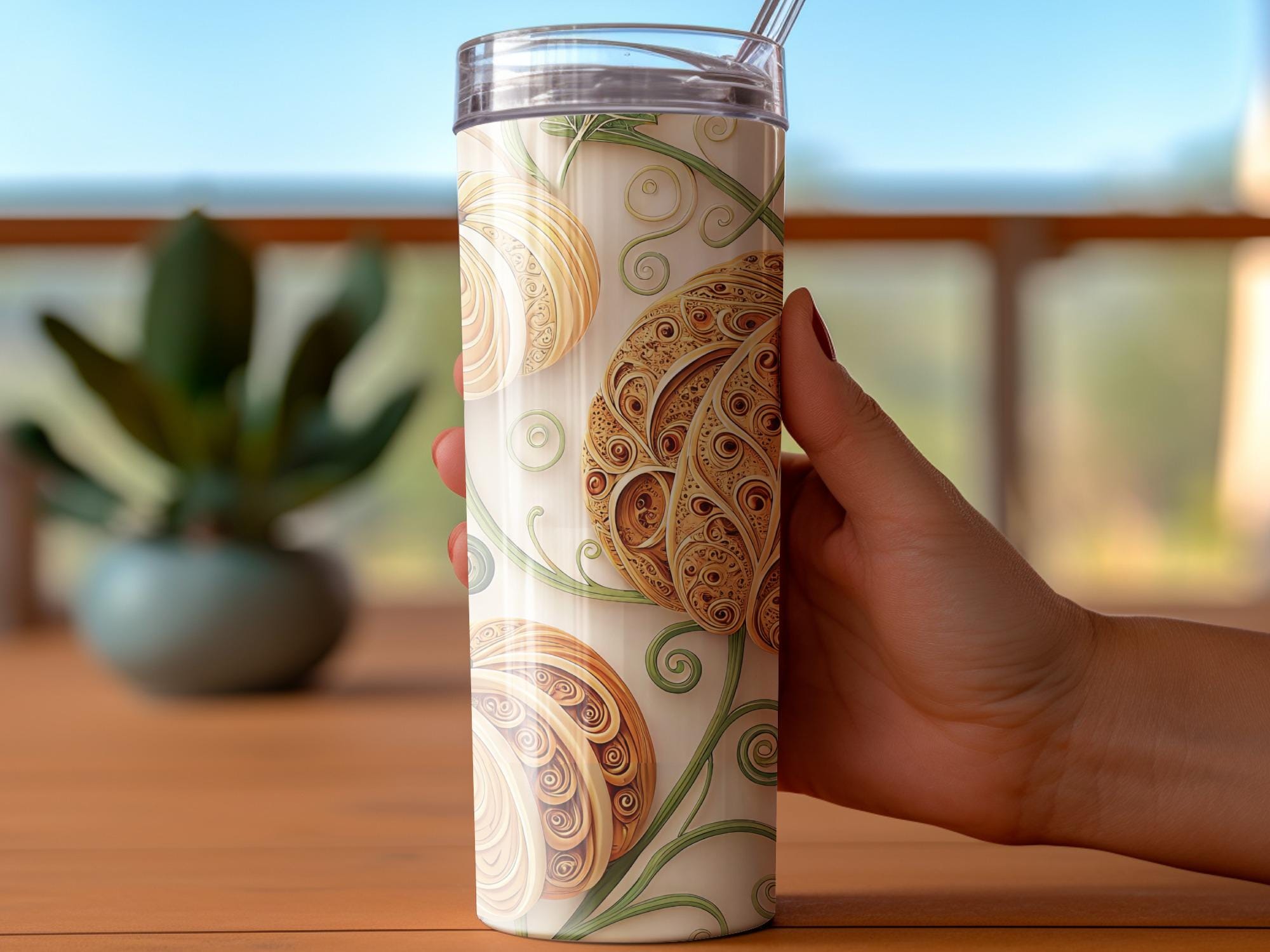 Autumn Pumpkin Tumbler Wrap: Fall Leaves Sublimation Design (PNG Digital Download 20oz Tumbler)