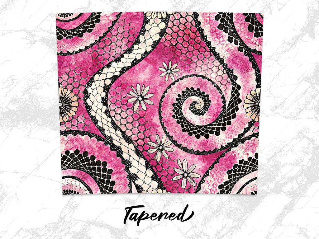 Pink Floral Tumbler Wrap, Daisy Flower Pattern 20 oz Sublimation Skinny Tumbler, Spiral Lace Design, Digital Download