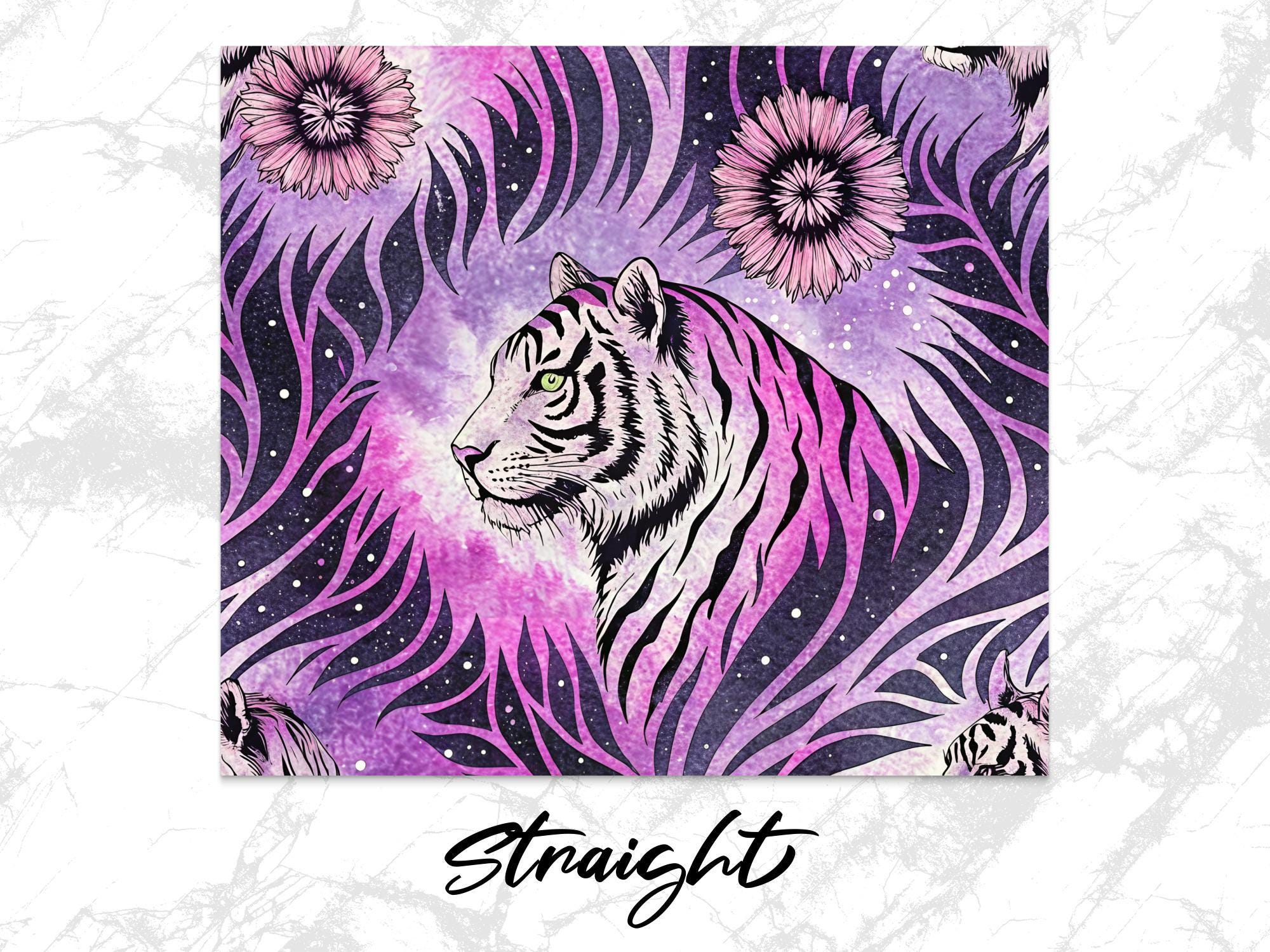Purple Tiger Tumbler Wrap: Floral Galaxy 20oz Skinny Tumbler Design (Digital Download)