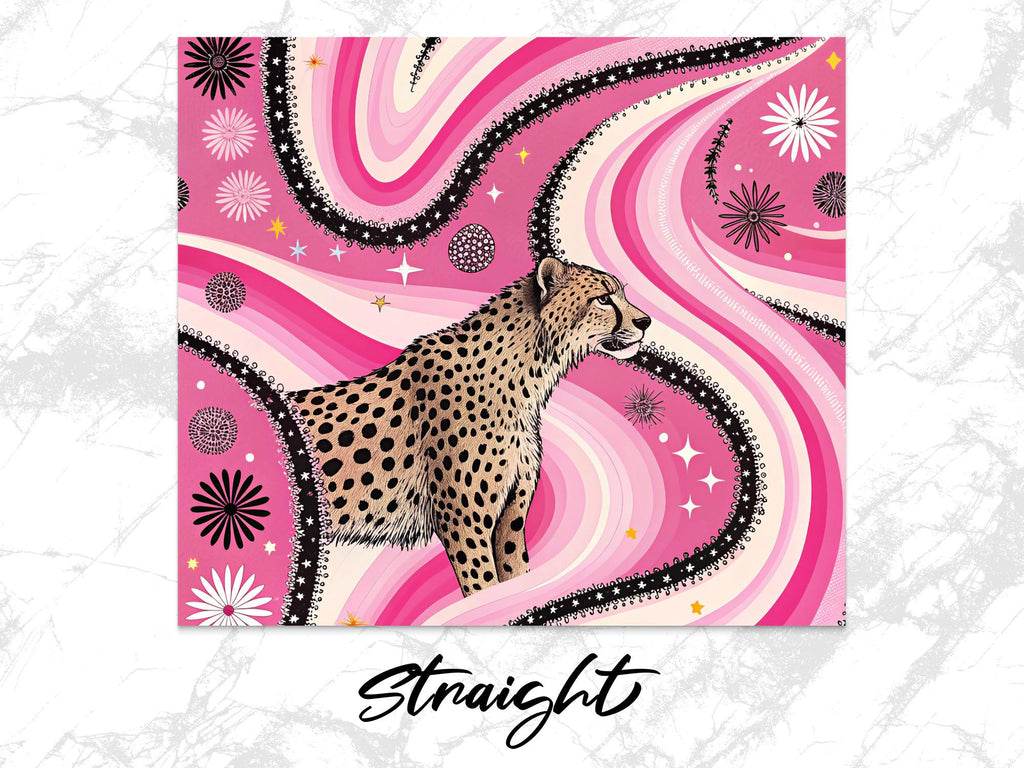 Cheetah Tumbler Wrap PNG: Retro Pink Swirls, Groovy Sublimation Design (Digital Download)