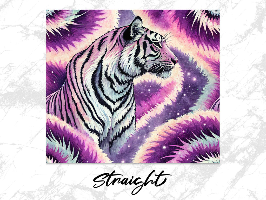White Tiger Tumbler Wrap: Purple Galaxy Design (Digital Download)