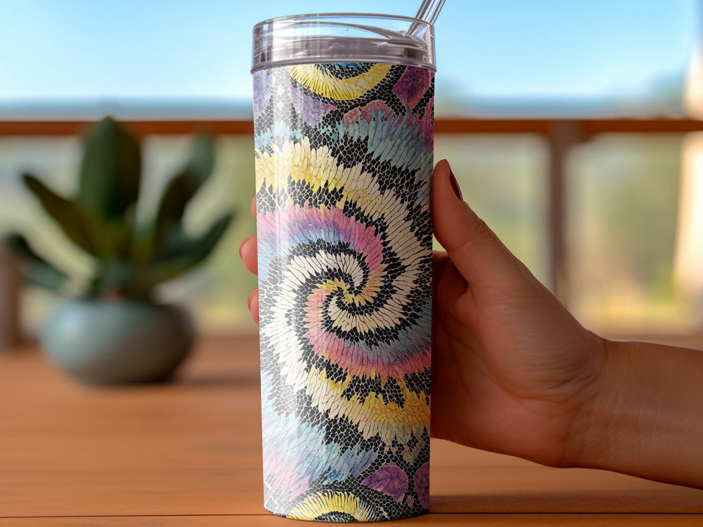 Rainbow Tie Dye Snake Skin Tumbler Wrap PNG: 20 oz Sublimation Design (Digital Download)