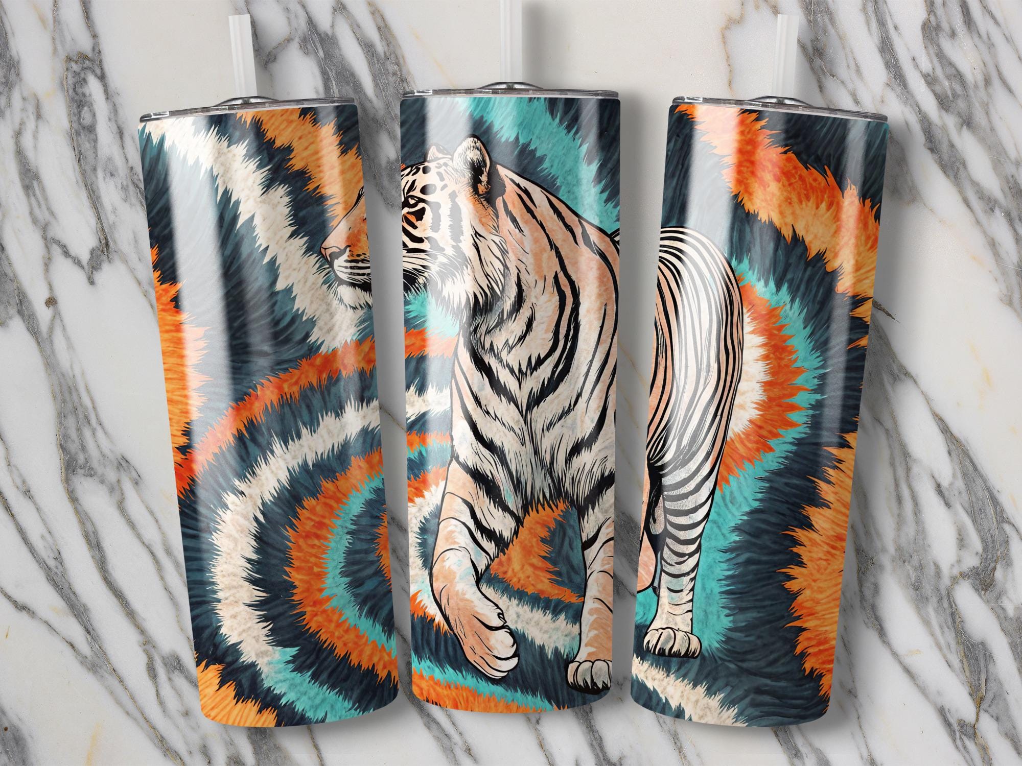 Tiger Tumbler Wrap PNG: Striped Fur Sublimation Design (Digital Download)