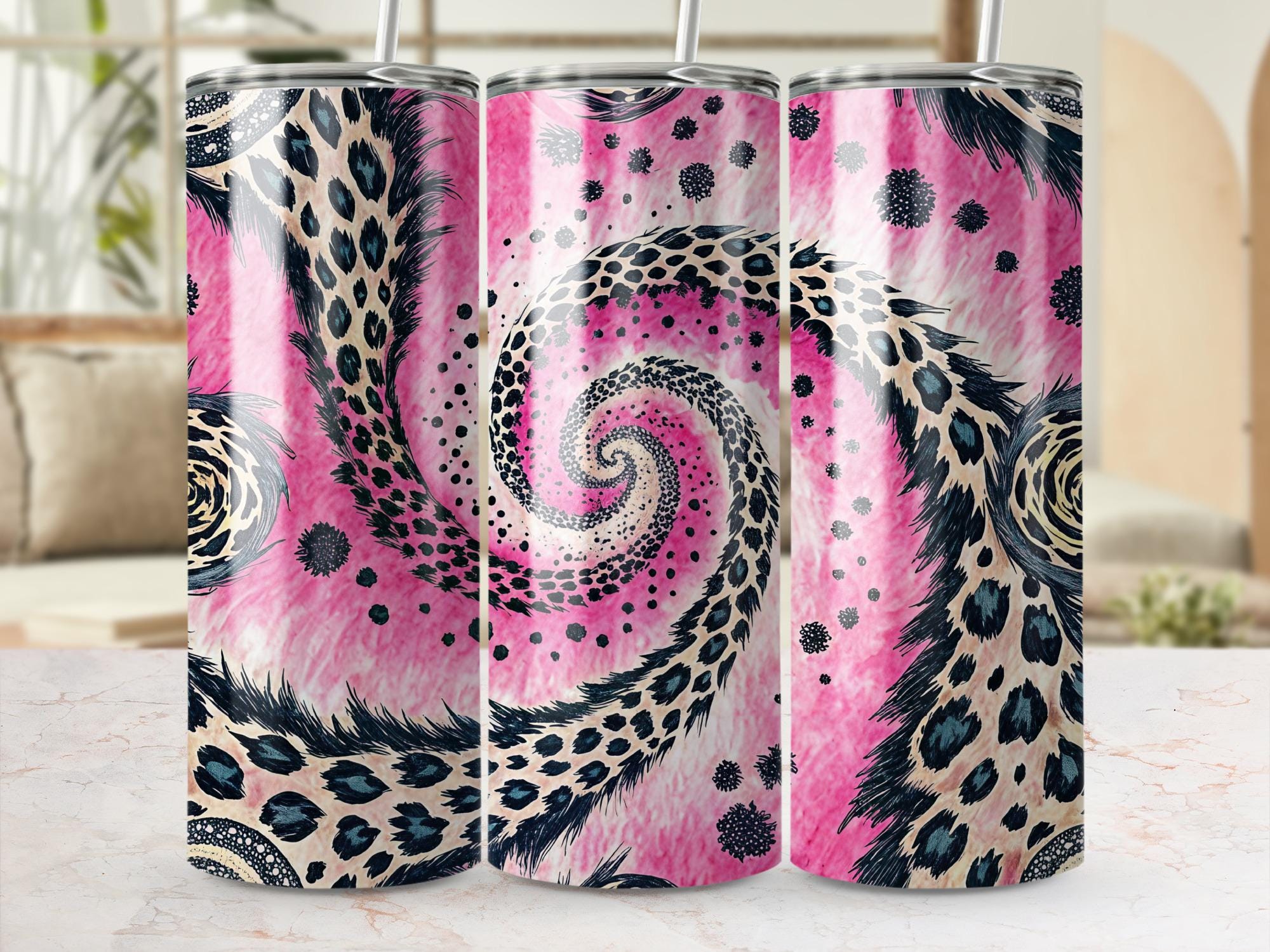 Pink Leopard Tumbler Wrap: Sublimation Skinny Tumbler Design (Digital Download)