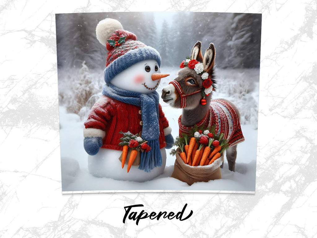 Winter Donkey Tumbler Wrap: Snowman Christmas Design (PNG Digital Download)