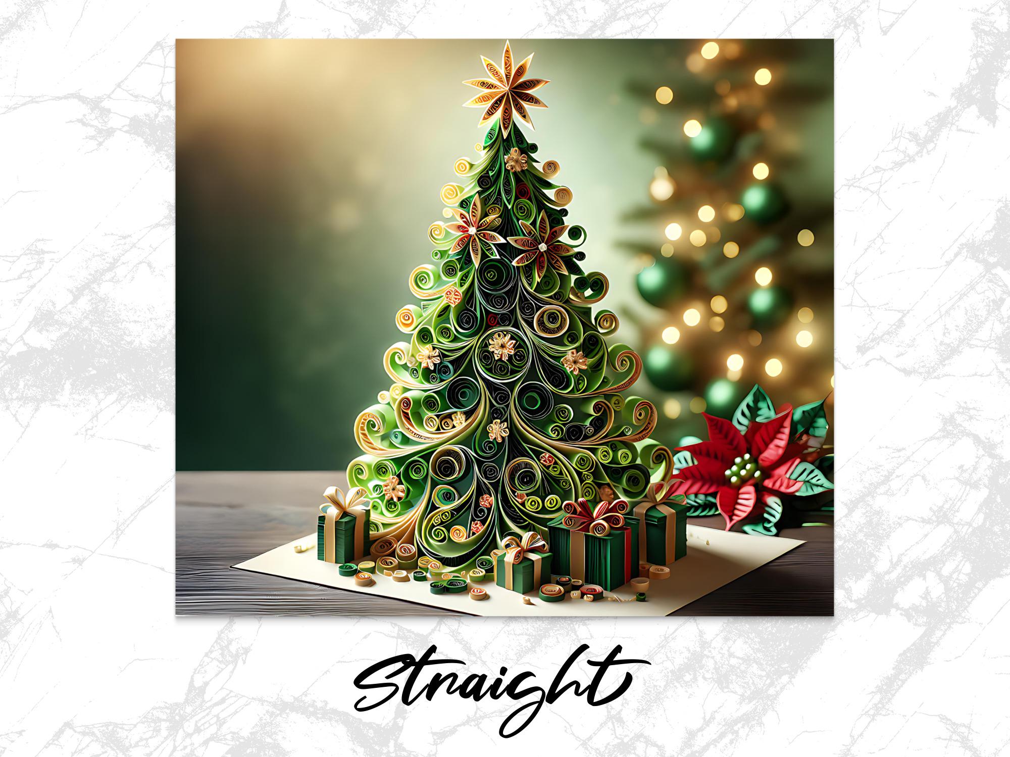 Quilled Christmas Tree Tumbler Wrap: Holiday Sublimation Design (PNG Digital Download)