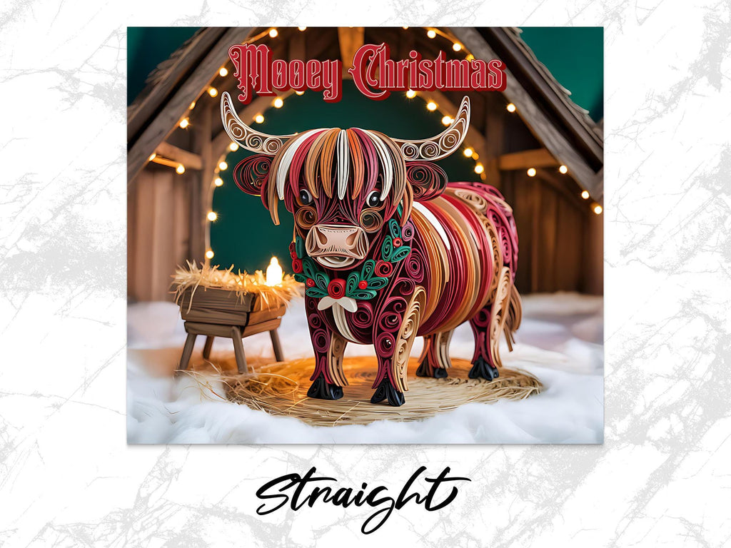 Highland Cow Christmas Tumbler Wrap: 20oz Sublimation Design (PNG Digital Download)
