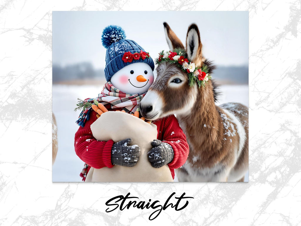 Snowman Donkey Tumbler Wrap: Winter Sublimation Design (Digital Download)