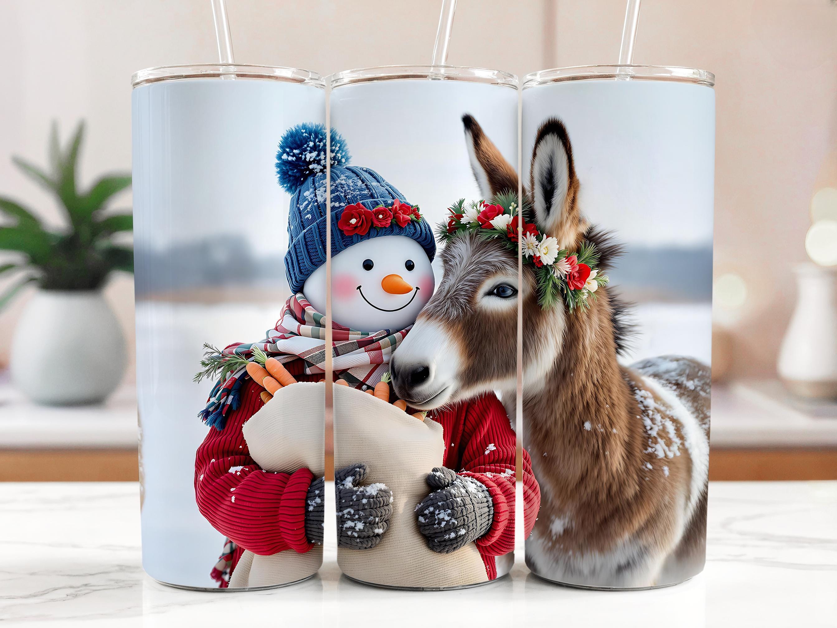 Snowman Donkey Tumbler Wrap: Winter Sublimation Design (Digital Download)