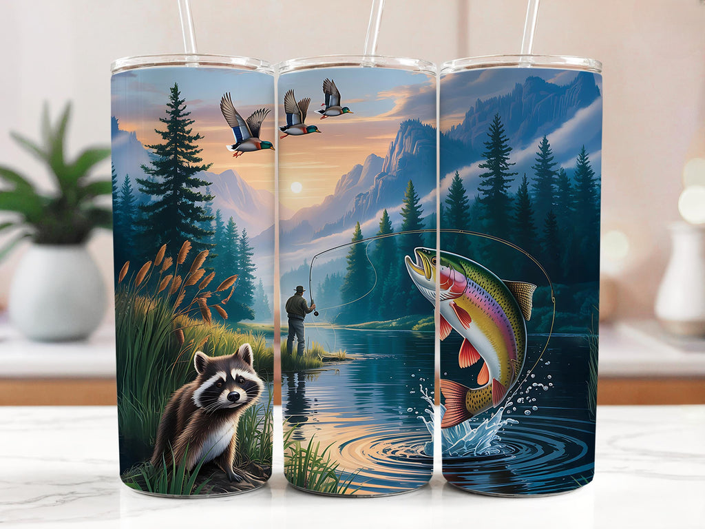Trout Fishing Tumbler Wrap: Outdoors Sublimation Design (Digital Download)