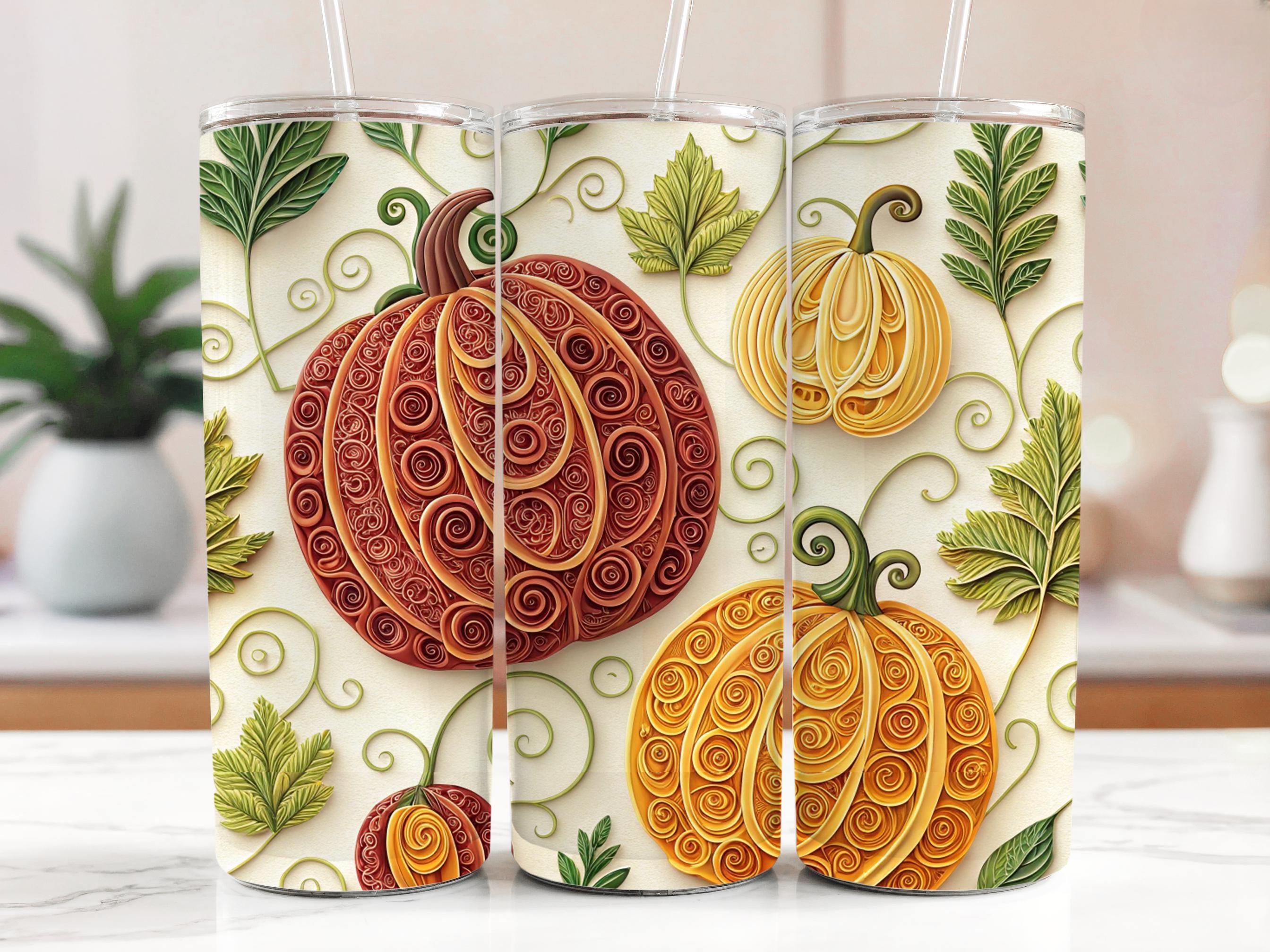 Quilled Pumpkins Tumbler Wrap: Fall Autumn Design (PNG Digital Download 20oz Tumbler