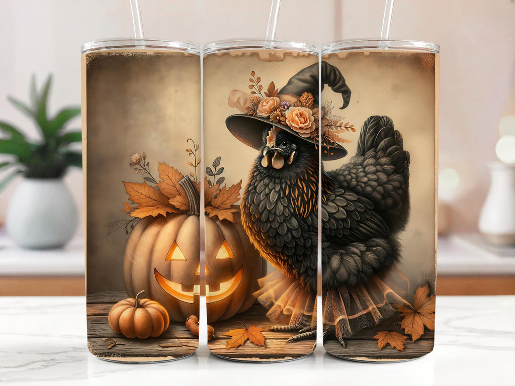 Witchy Chicken Halloween Tumbler Wrap: Fall Sublimation Design (Digital Download)