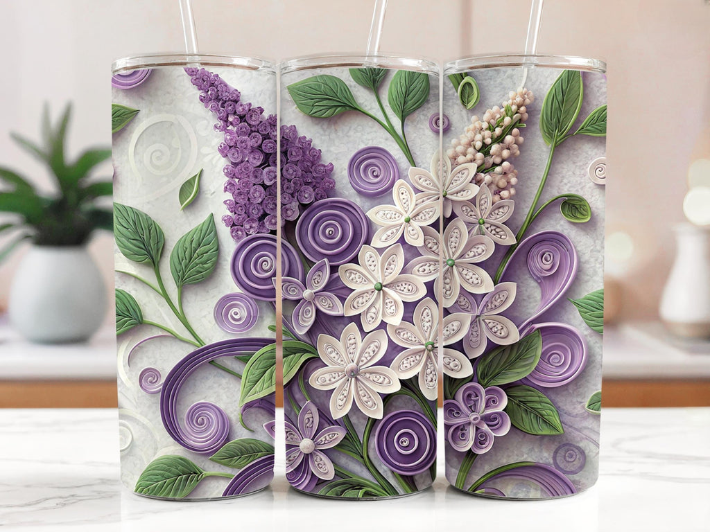 Lilac Floral Tumbler Wrap: 20oz Skinny Tumbler Sublimation Design (Digital Download)