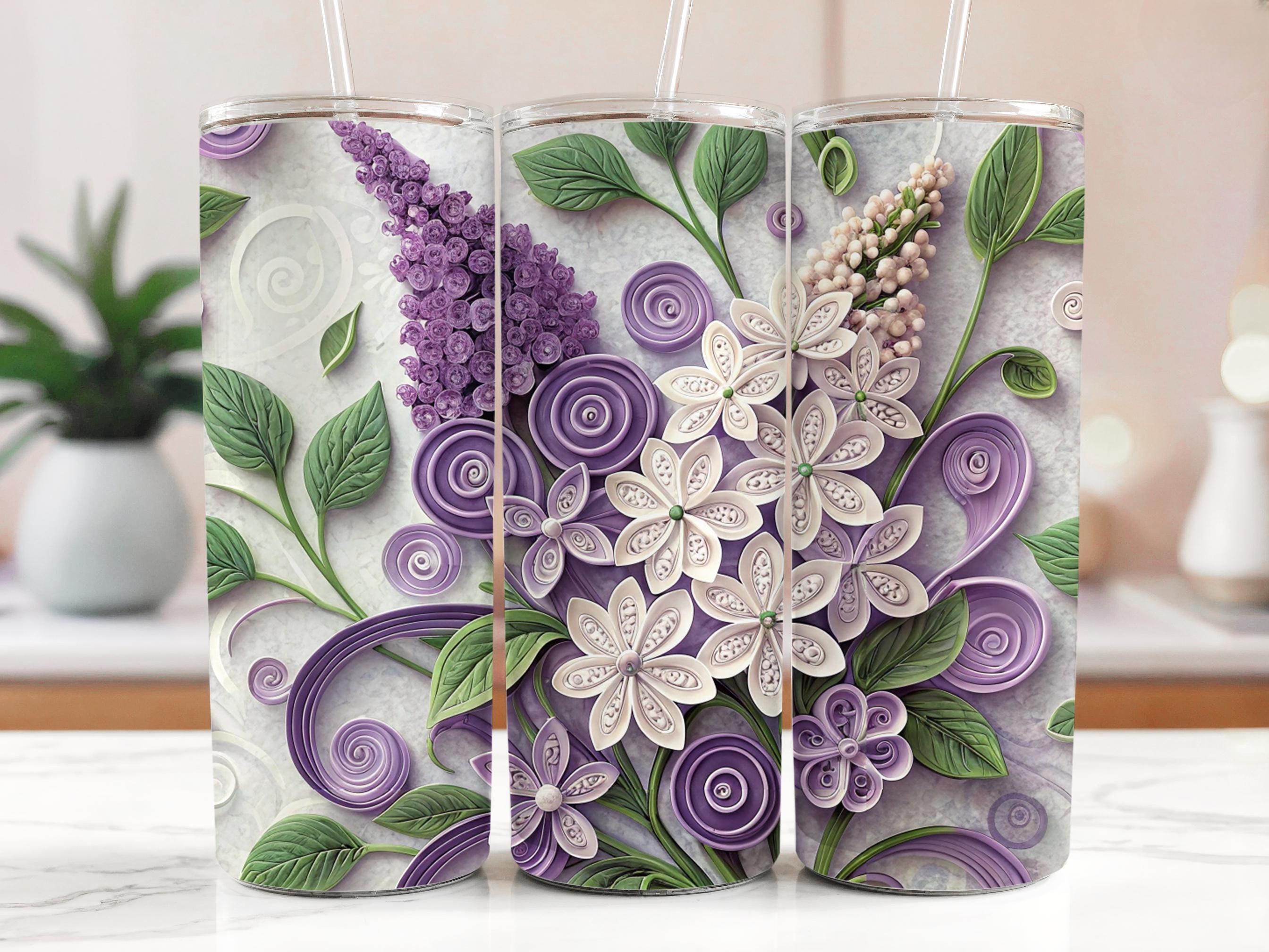 Lilac Floral Tumbler Wrap: 20oz Skinny Tumbler Sublimation Design (Digital Download)
