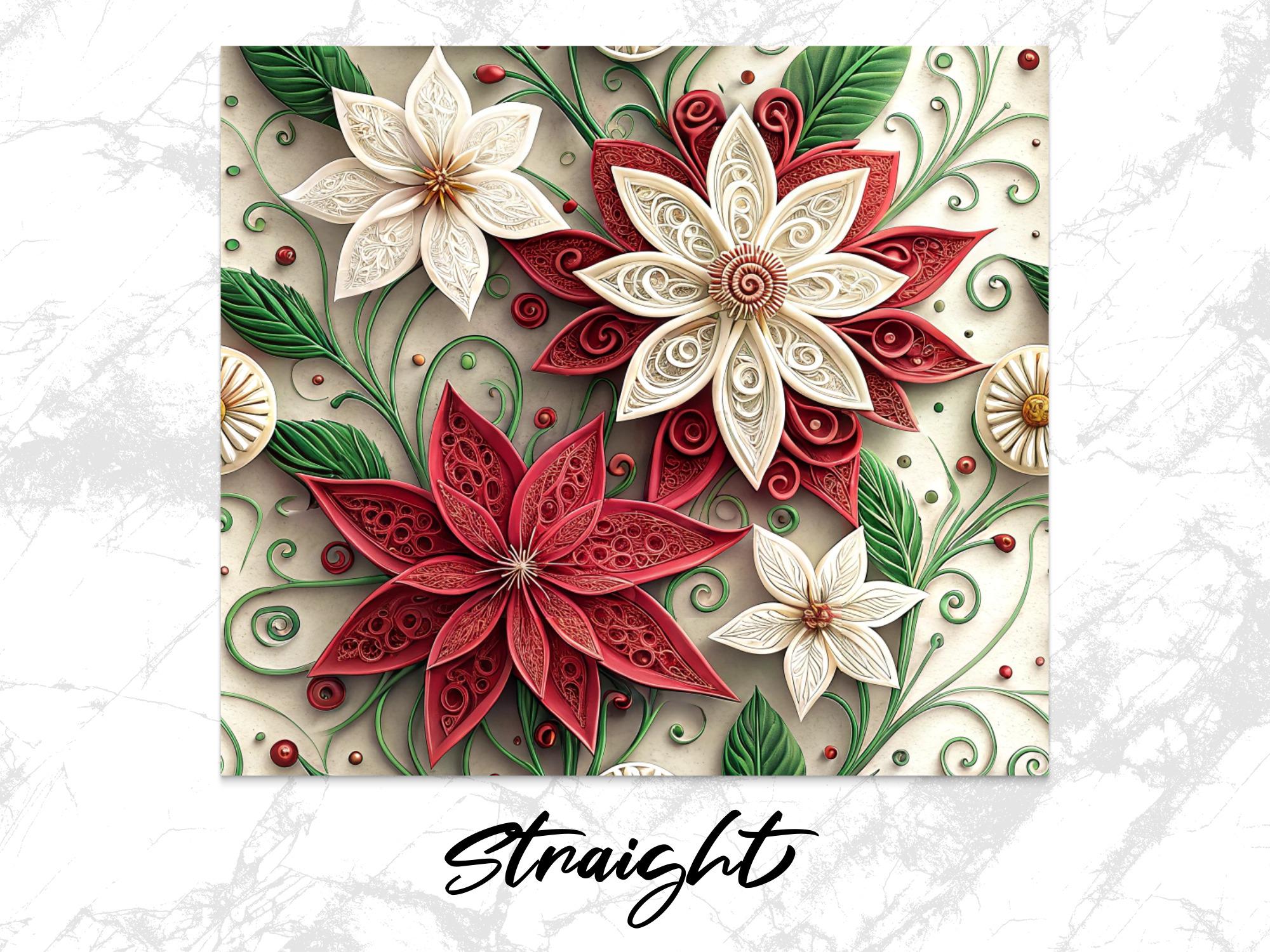 Poinsettia Tumbler Wrap: Christmas Floral Sublimation Design (Digital Download PNG)