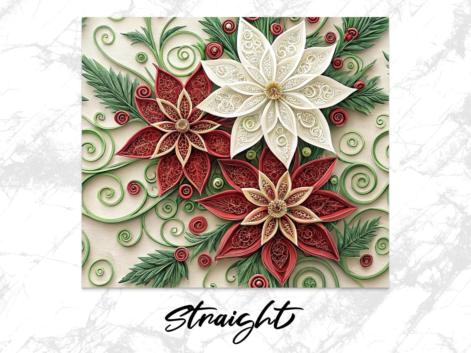 Poinsettia Tumbler Wrap: Floral Christmas Design (Digital Download)