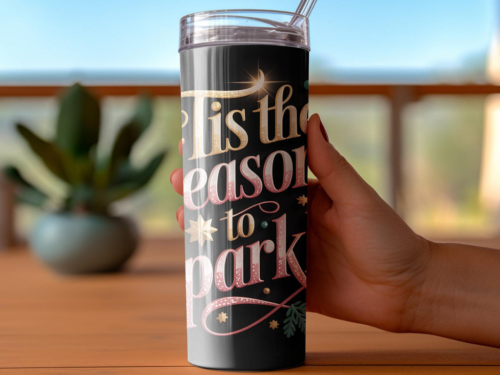 Festive Christmas Tumbler Wrap: 'Tis the Season to Sparkle' (Digital Download)