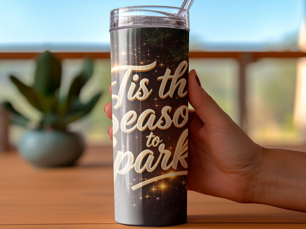 Sparkle Christmas Tumbler Wrap: 'Tis the Season PNG (Digital Download)
