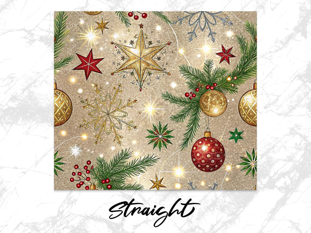 Christmas Ornament Tumbler Wrap: Sparkling Snowflake Sublimation Design (Digital Download)