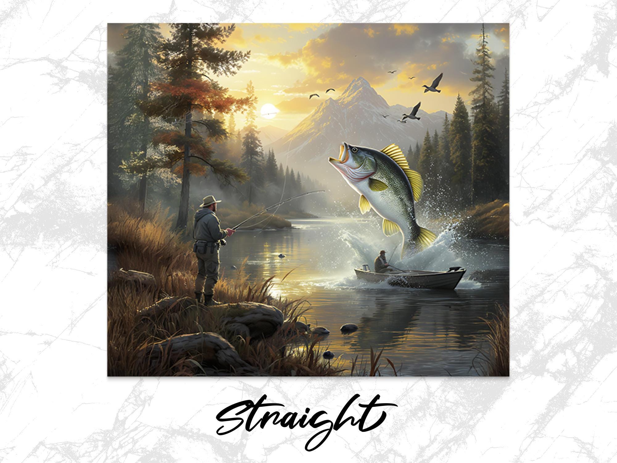 Bass Fishing Tumbler Wrap: Fisherman Sublimation Design (Digital Download PNG)