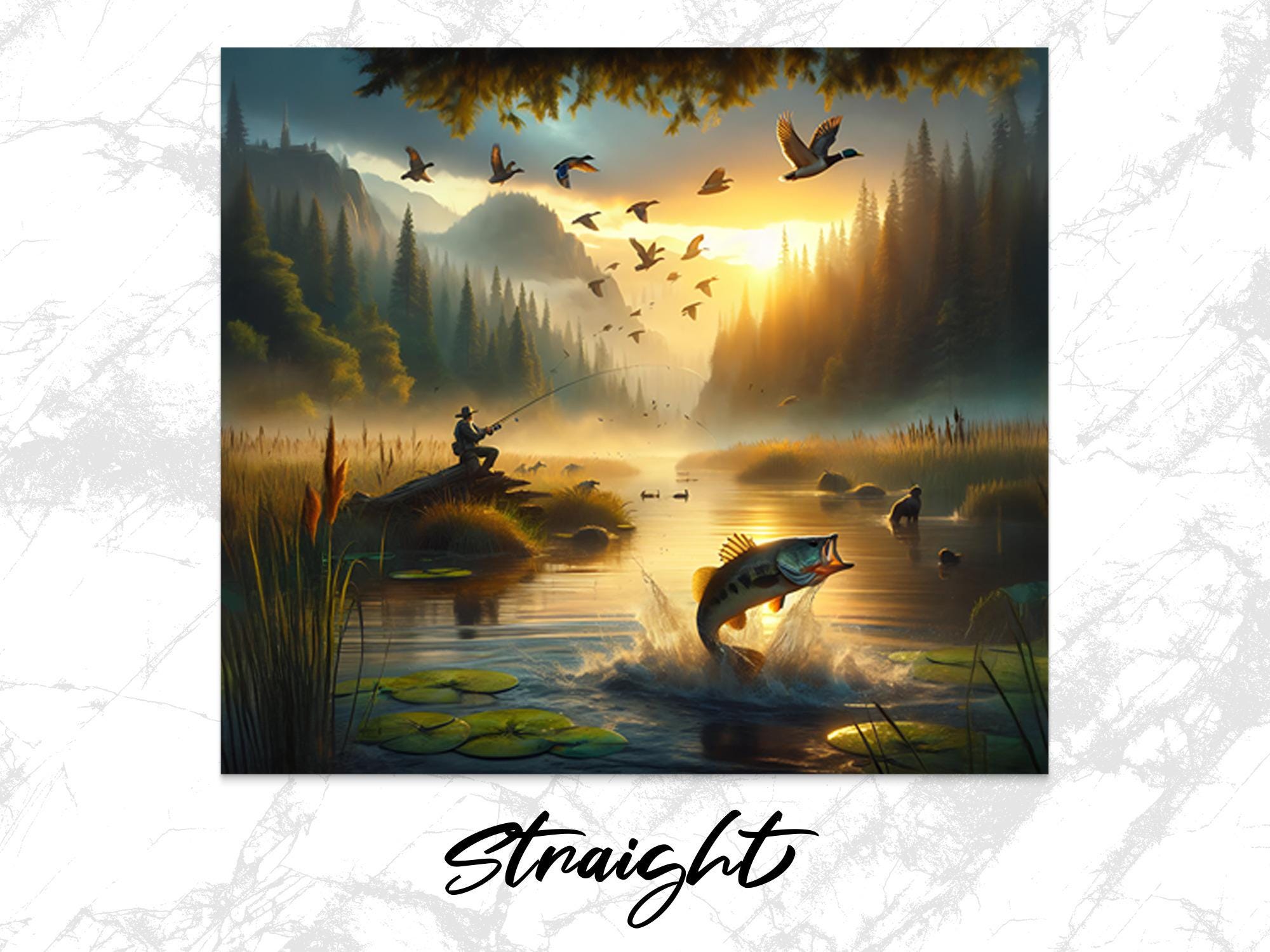 Bass Fishing Tumbler Wrap: Lake Sublimation Design (Digital Download)
