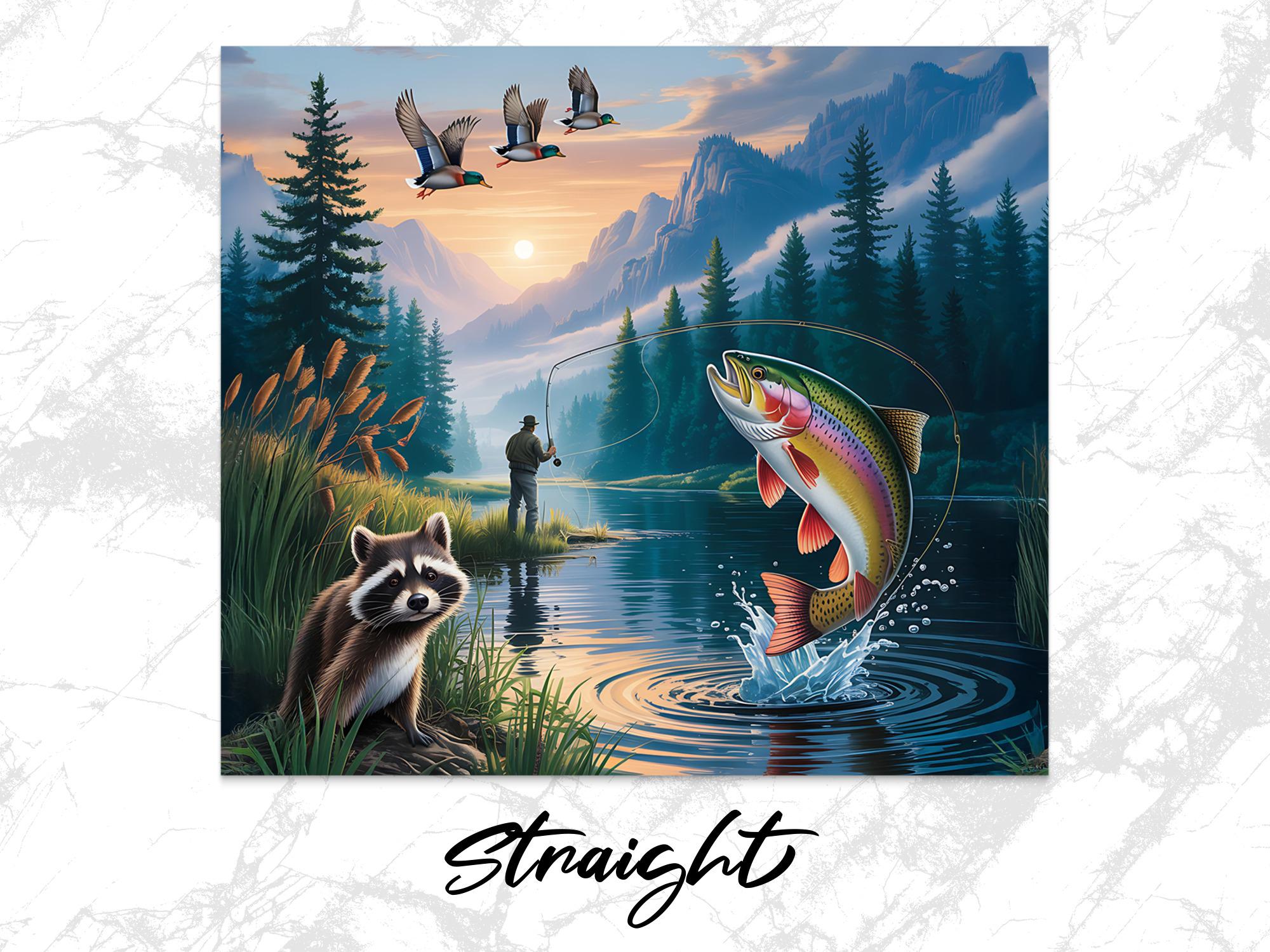 Trout Fishing Tumbler Wrap: Outdoors Sublimation Design (Digital Download)