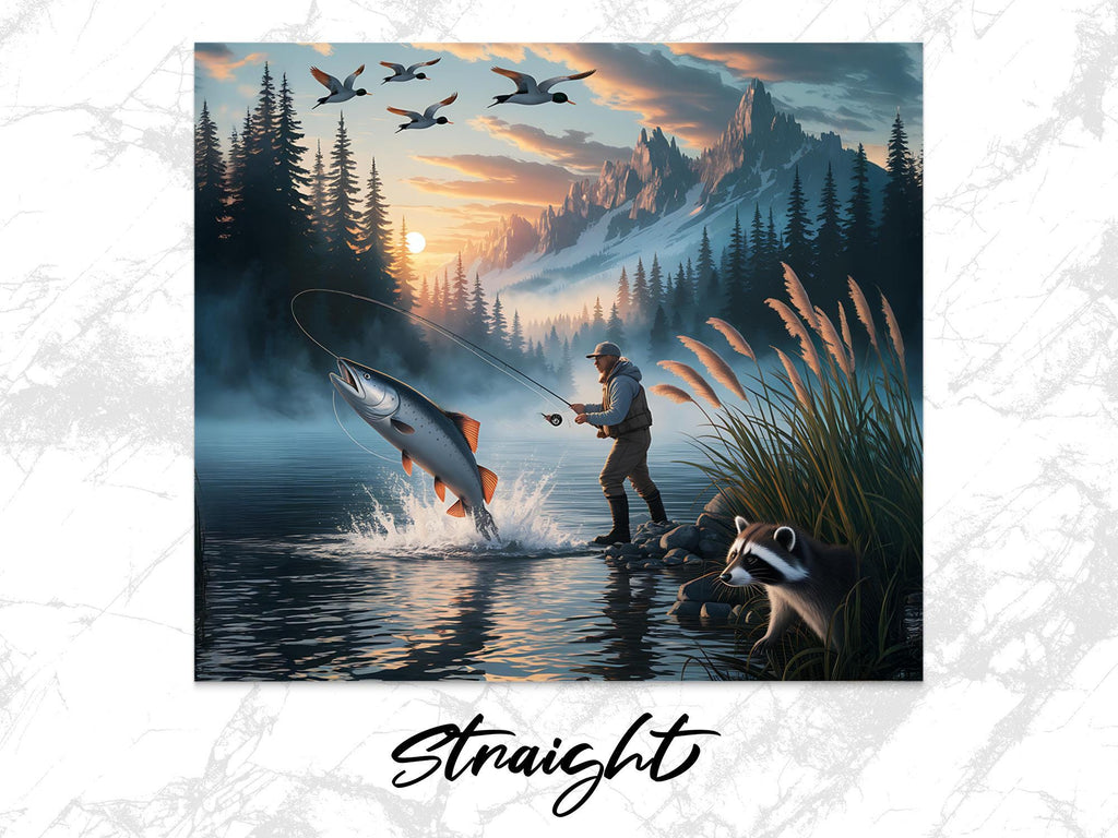 Mountain Lake Fishing Tumbler Wrap: Wildlife Sublimation Design (Digital Download)