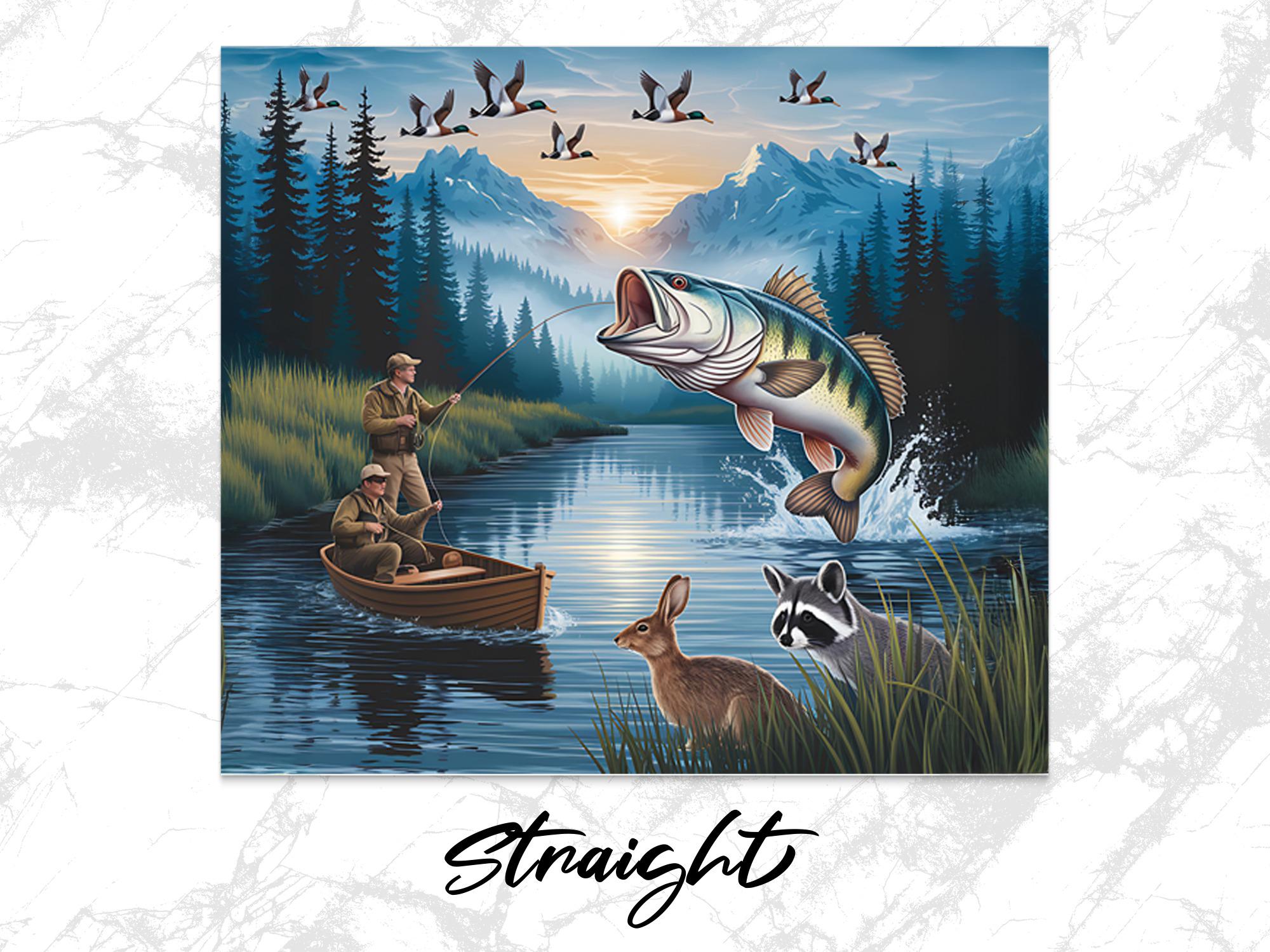 Bass Fishing Tumbler Wrap: Lake Sublimation Design (Digital Download PNG File 20oz Tumbler )