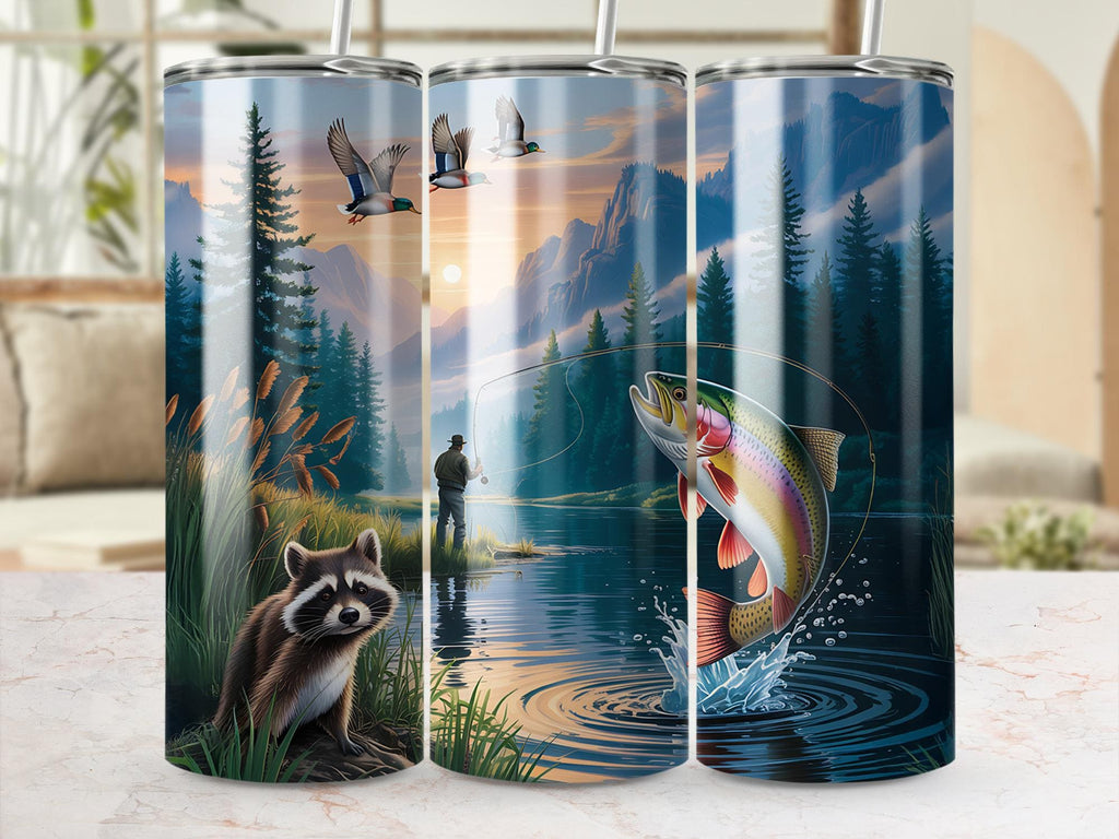 Trout Fishing Tumbler Wrap: Outdoors Sublimation Design (Digital Download)