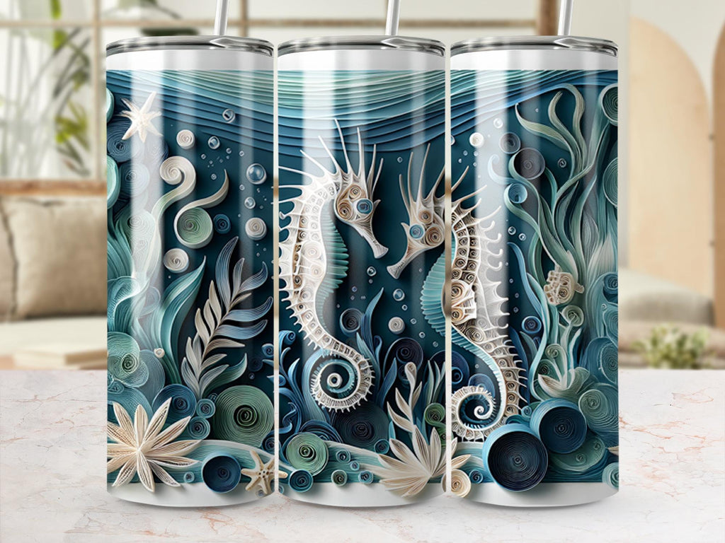 Seahorse Tumbler Wrap, 20oz Skinny Tumbler PNG, Ocean Sea life Sublimation Designs, Ocean Life Tumbler Wrap, Digital Download