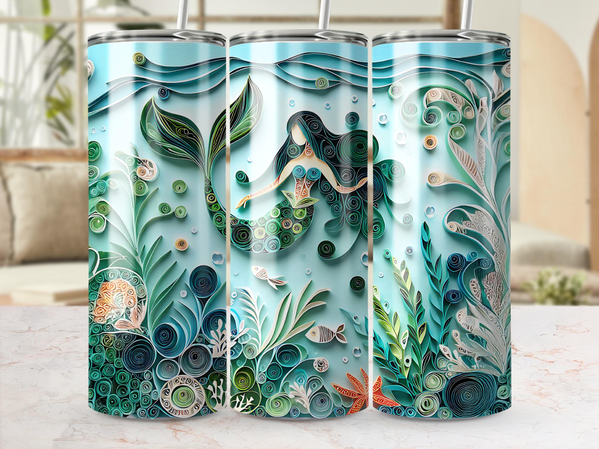 Mermaid Tumbler Wrap: Paper Quilling Under The Sea Design (Digital Download