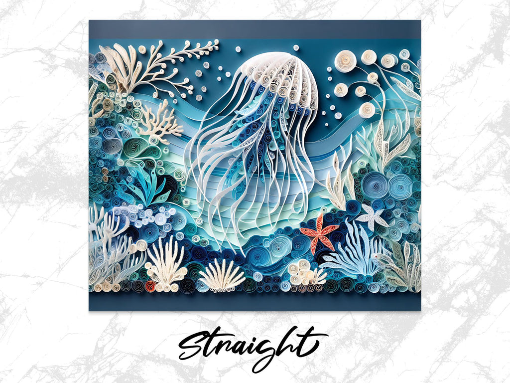 Jellyfish Tumbler Wrap: Quilled Paper Ocean Design (PNG Digital Download 20oz Tumbler)