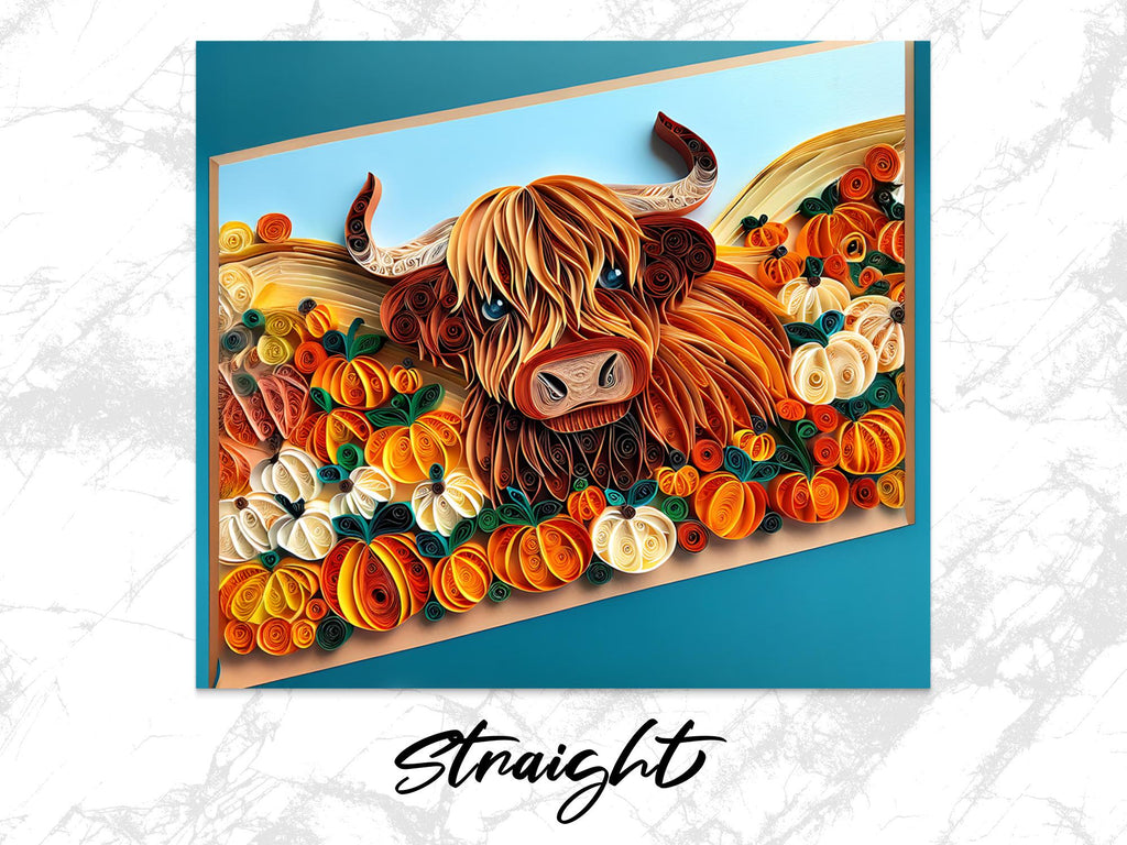 Highland Cow Tumbler Wrap: Fall Pumpkin Design (20 Oz Skinny Tumbler PNG Digital Download