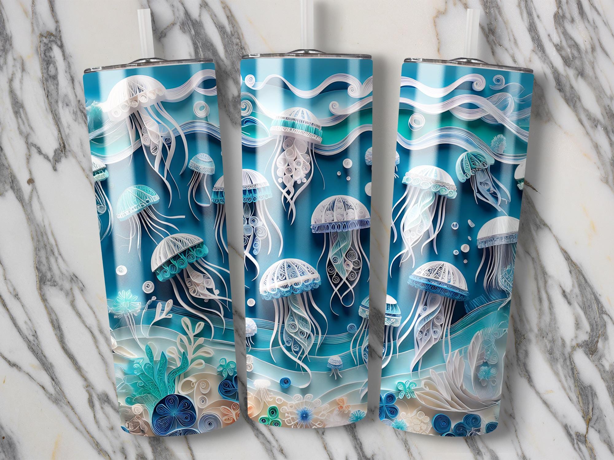 Jellyfish Tumbler Wrap: Under The Sea Sublimation Design (Digital Download)