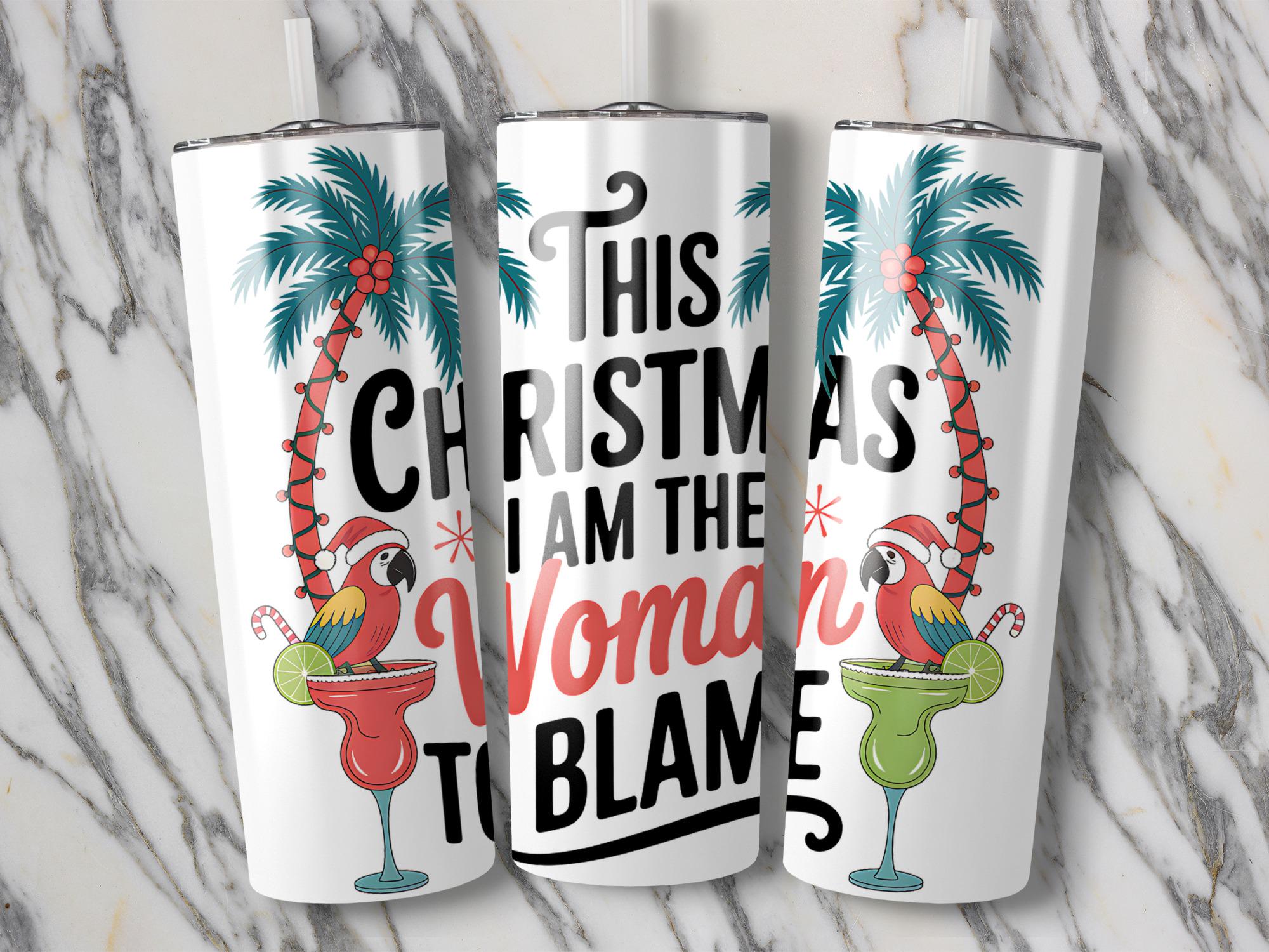 Tropical Christmas Tumbler Wrap: Parrot with Santa Hat (Digital Download)