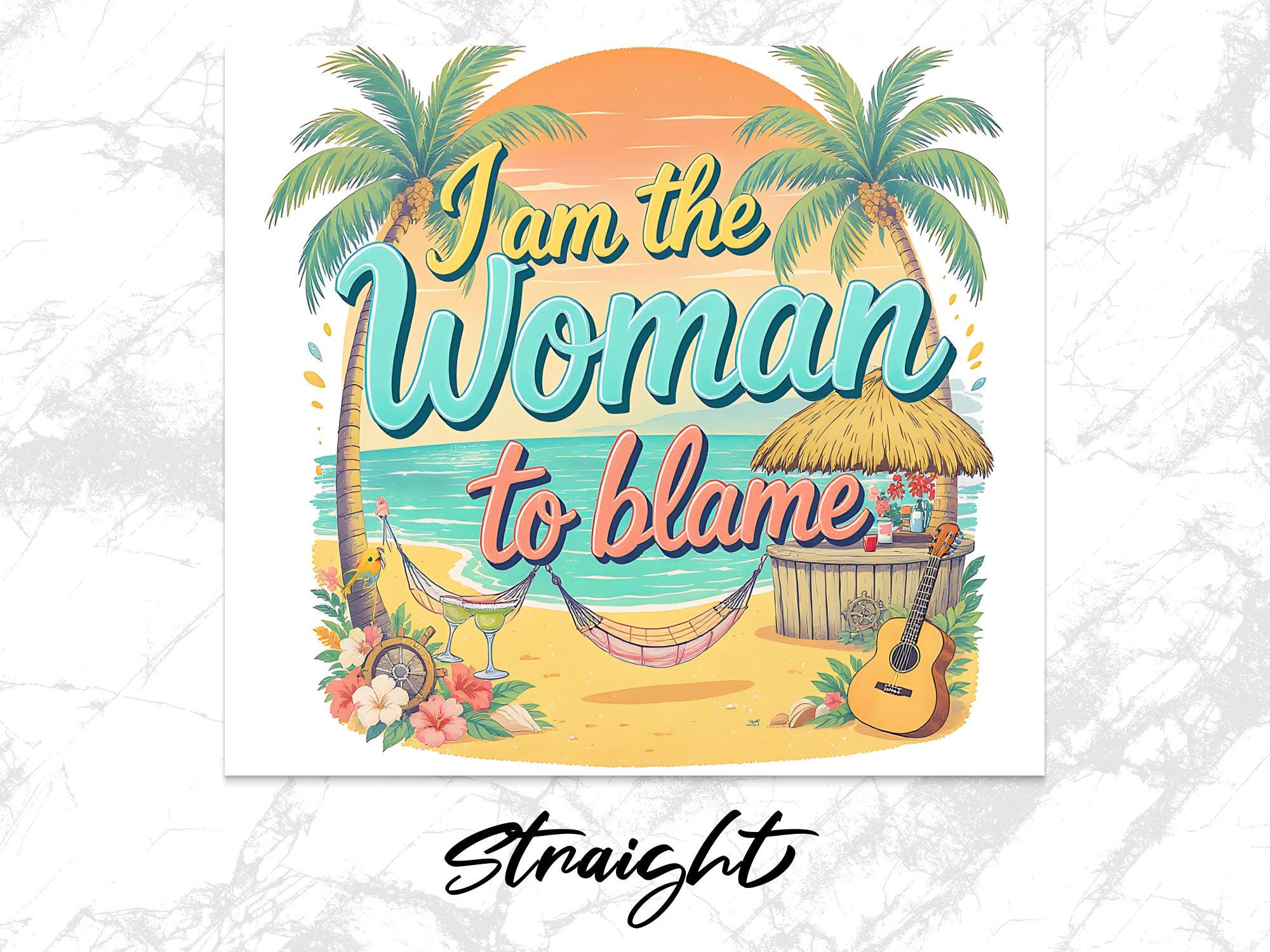 Beach Tumbler Wrap: Tropical Island Design PNG (Digital Download)