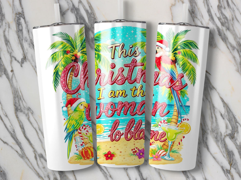 Tropical Christmas Tumbler Wrap: Parrot Santa Hat (Digital Download)