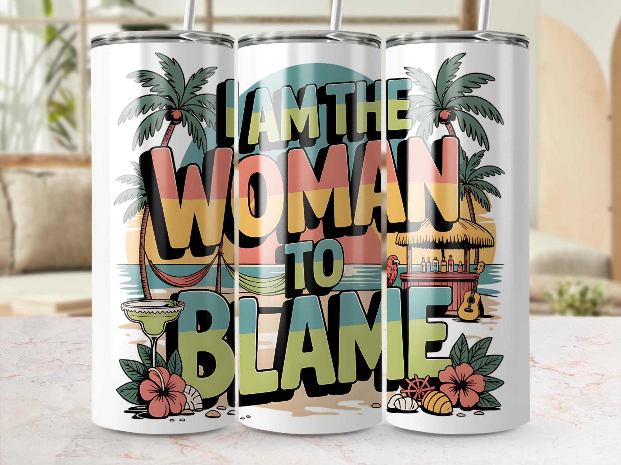 Blame Beach 20oz Tumbler Wrap: Funny Tropical Island Design (Digital Download)