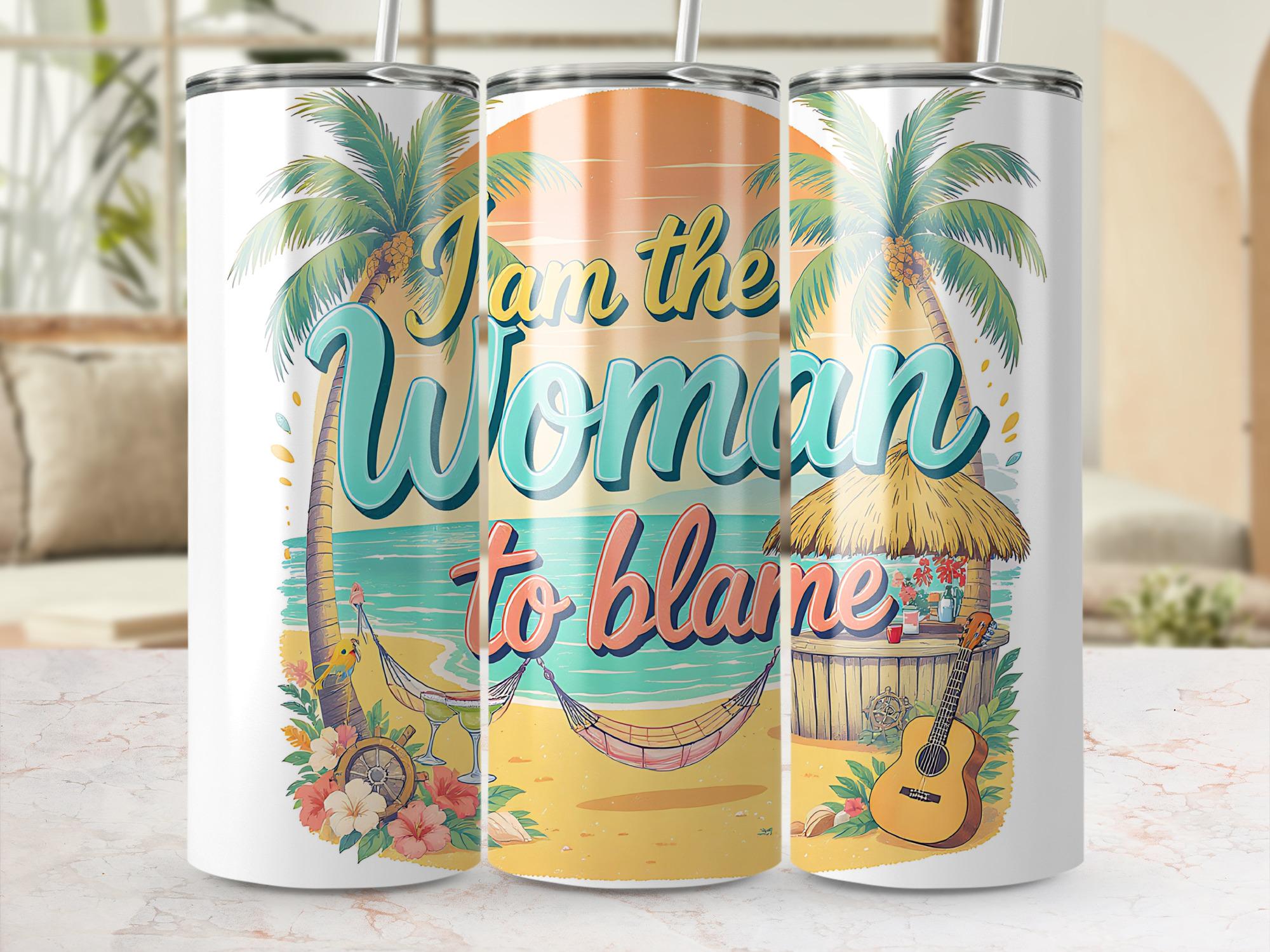 Beach Tumbler Wrap: Tropical Island Design PNG (Digital Download)