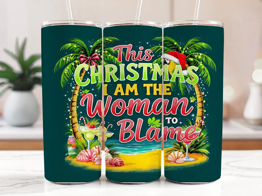 Parrot Santa Hat Tumbler Wrap: Tropical Christmas Design (Digital Download)