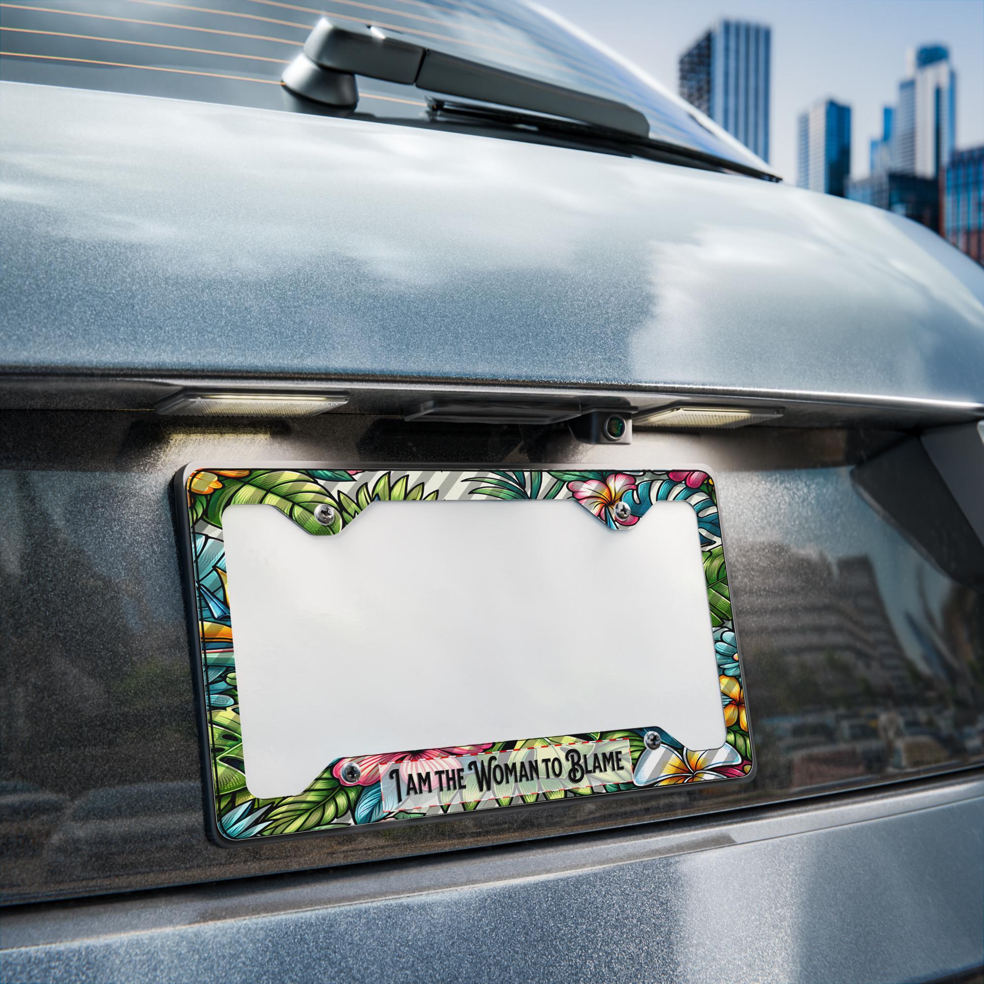 I am the woman to blame Metal license plate frame, margaritaville lyric, Jimmy Buffett style