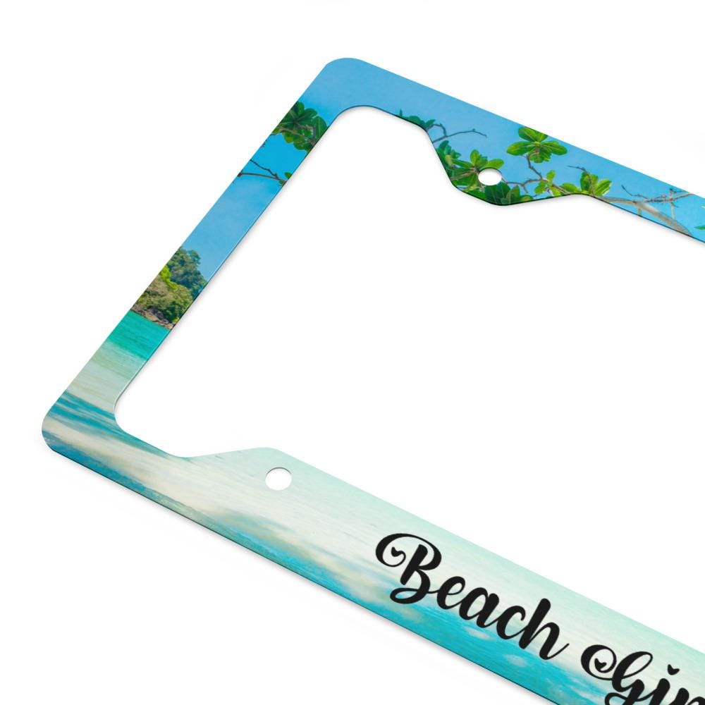 Beach Girl Metal License Plate Frame: Aluminum Car Decor